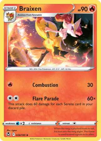 Braixen 26/195 Sword & Shield Silver Tempest