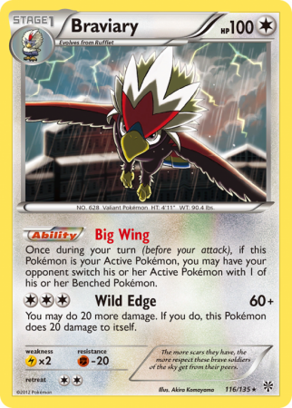 Braviary 116/135 Black & White Plasma Storm