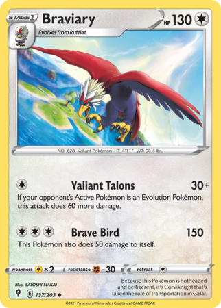 Braviary 137/203 Sword & Shield Evolving Skies