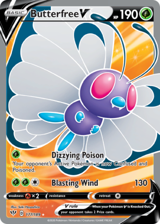 Butterfree V 177/189 Sword & Shield Darkness Ablaze