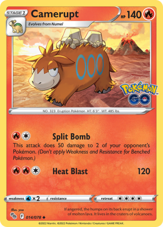 Camerupt 14/78 Sword & Shield Pokémon GO