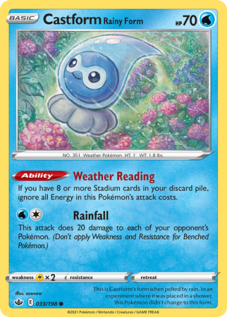 Castform Rainy Form 33/198 Sword & Shield Chilling Reign