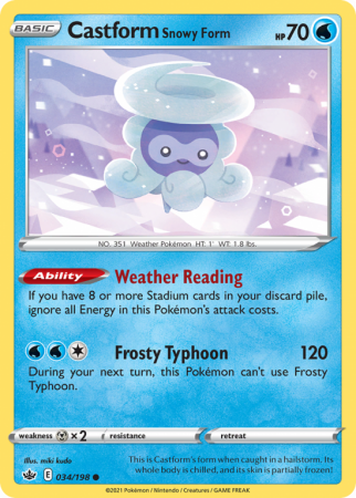 Castform Snowy Form 34/198 Sword & Shield Chilling Reign