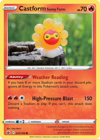 Castform Sunny Form 22/198 Sword & Shield Chilling Reign