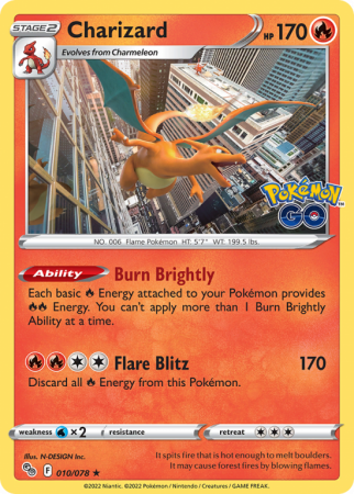 Charizard 10/78 Sword & Shield Pokémon GO