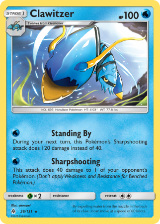 Clawitzer 26/131 Sun & Moon Forbidden Light