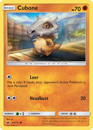 Cubone 52/111 Sun & Moon Crimson Invasion