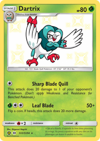 Dartrix SV3/94 Sun & Moon Shiny Vault