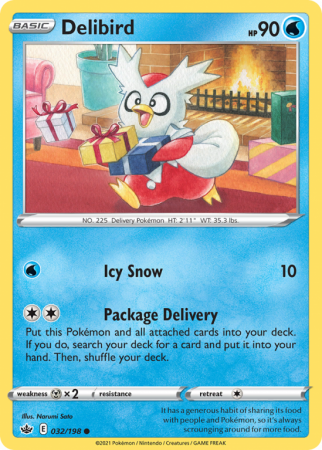 Delibird 32/198 Sword & Shield Chilling Reign