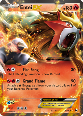 Entei-EX 13/108 Black & White Dark Explorers