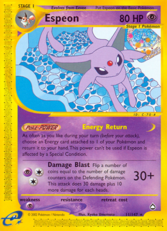 Espeon 11/186 E-Card Aquapolis