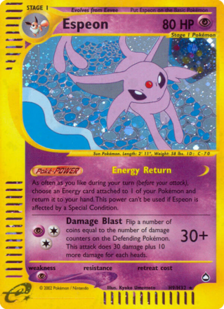 Espeon H9/186 E-Card Aquapolis
