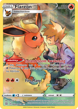Flareon TG01/30 Sword & Shield Brilliant Stars Trainer Gallery