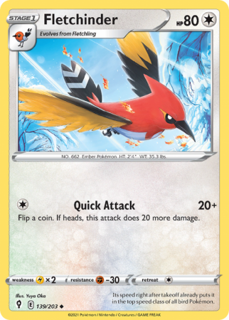 Fletchinder 139/203 Sword & Shield Evolving Skies