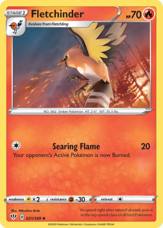 Fletchinder 31/189 Sword & Shield Darkness Ablaze