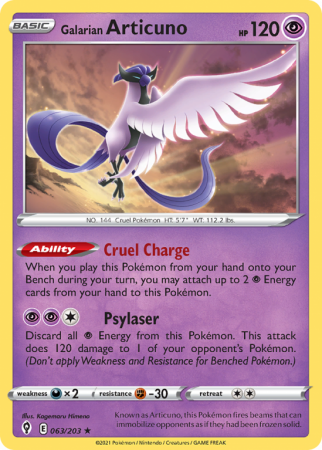 Galarian Articuno 63/203 Sword & Shield Evolving Skies