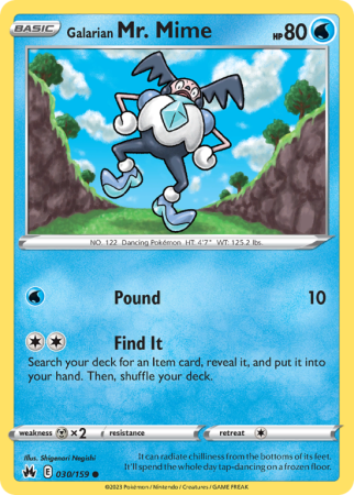 Galarian Mr. Mime 30/159 Sword & Shield Crown Zenith