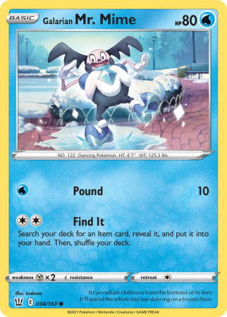 Galarian Mr. Mime 34/163 Sword & Shield Battle Styles