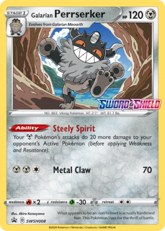 Galarian Perrserker SWSH008/103 Sword & Shield SWSH Black Star Promos