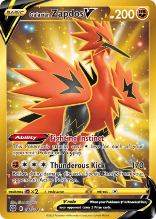 Galarian Zapdos V 182/172 Sword & Shield Brilliant Stars