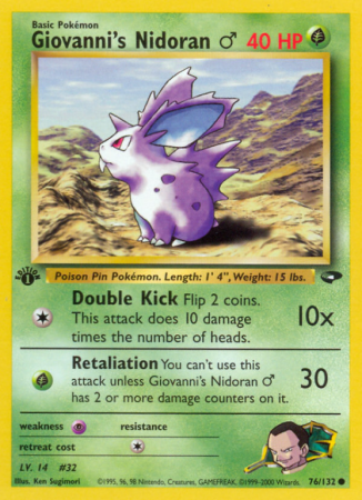Giovanni's Nidoran ♂ 76/132 Gym Gym Challenge