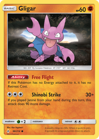 Gligar 98/214 Sun & Moon Unbroken Bonds