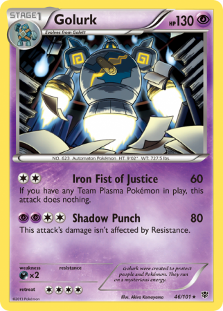Golurk 46/101 Black & White Plasma Blast