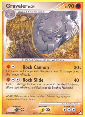Graveler 51/123 Diamond & Pearl Mysterious Treasures