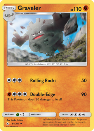 Graveler 88/214 Sun & Moon Unbroken Bonds