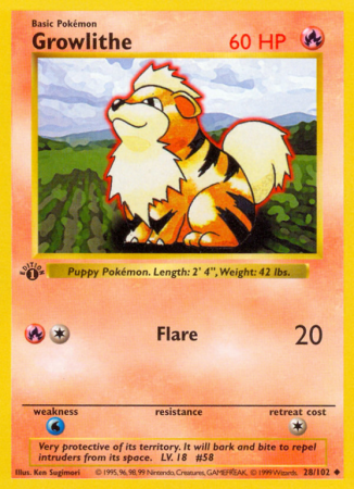 Growlithe 28/102 Base Base Set