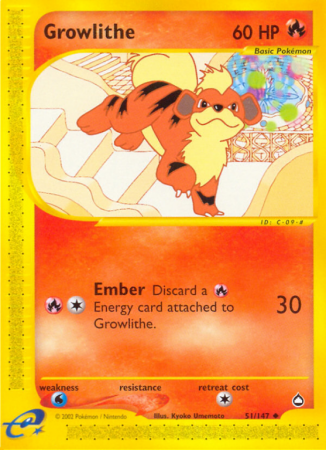 Growlithe 51/186 E-Card Aquapolis