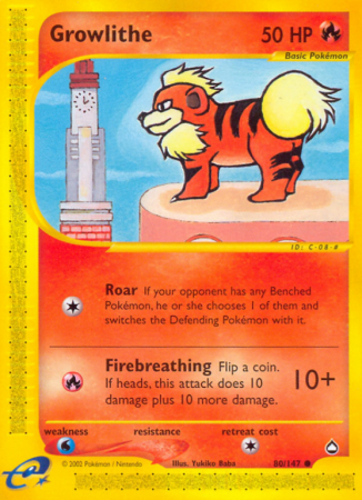Growlithe 80/186 E-Card Aquapolis