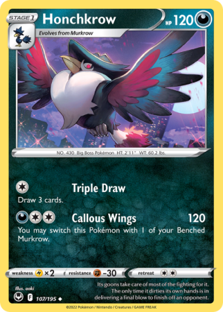 Honchkrow 107/195 Sword & Shield Silver Tempest