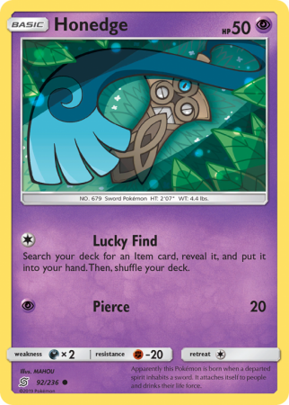 Honedge 92/236 Sun & Moon Unified Minds