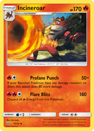 Incineroar 17/73 Sun & Moon Shining Legends