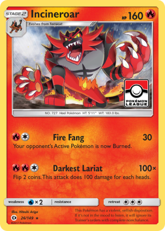 Incineroar 26/149 Sun & Moon Sun & Moon