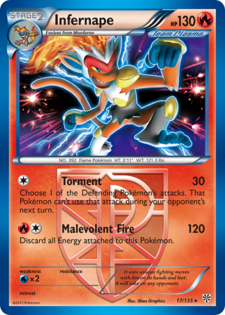 Infernape 17/135 Black & White Plasma Storm