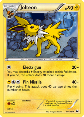 Jolteon 37/108 Black & White Dark Explorers
