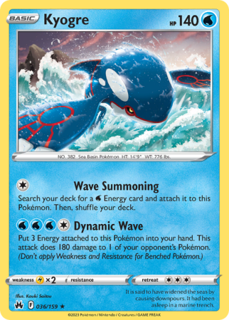 Kyogre 36/159 Sword & Shield Crown Zenith