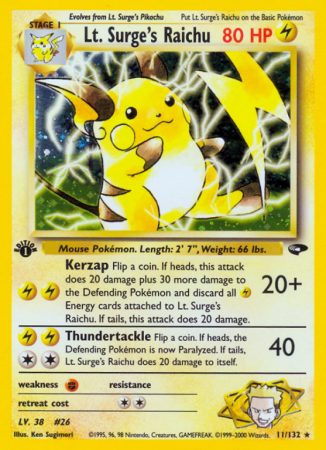 Lt. Surge's Raichu 11/132 Gym Gym Challenge