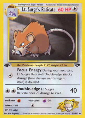 Lt. Surge's Raticate 53/132 Gym Gym Challenge