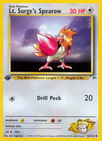 Lt. Surge's Spearow 52/132 Gym Gym Heroes