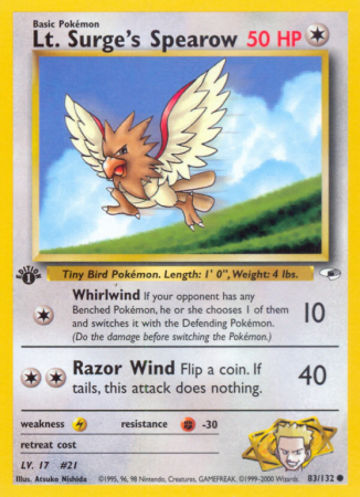 Lt. Surge's Spearow 83/132 Gym Gym Heroes