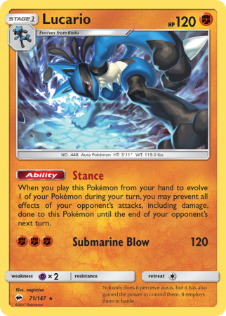 Lucario 71/147 Sun & Moon Burning Shadows