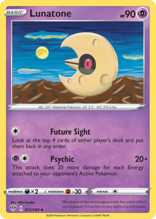 Lunatone 72/189 Sword & Shield Darkness Ablaze