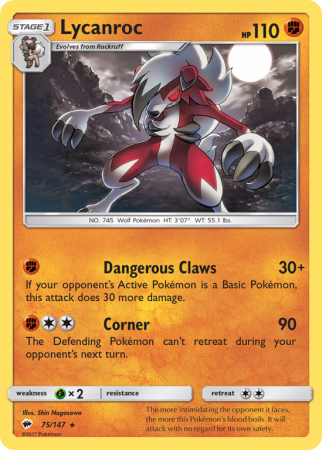 Lycanroc 75/147 Sun & Moon Burning Shadows
