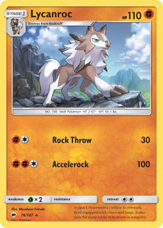Lycanroc 76/147 Sun & Moon Burning Shadows
