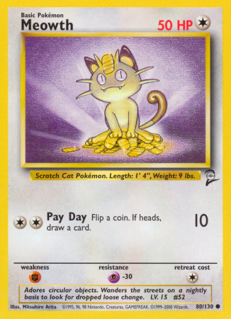 Meowth 80/130 Base Base Set 2
