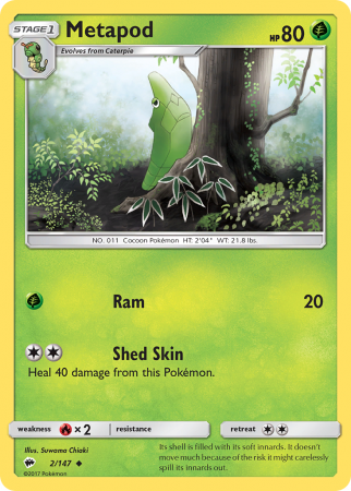 Metapod 2/147 Sun & Moon Burning Shadows