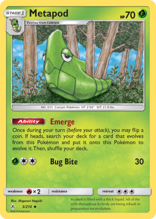 Metapod 3/214 Sun & Moon Unbroken Bonds